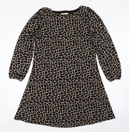 Wallis Womens Brown Animal Print Polyester A-Line Size 10 Round Neck Pullover