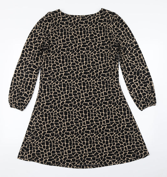 Wallis Womens Brown Animal Print Polyester A-Line Size 10 Round Neck Pullover
