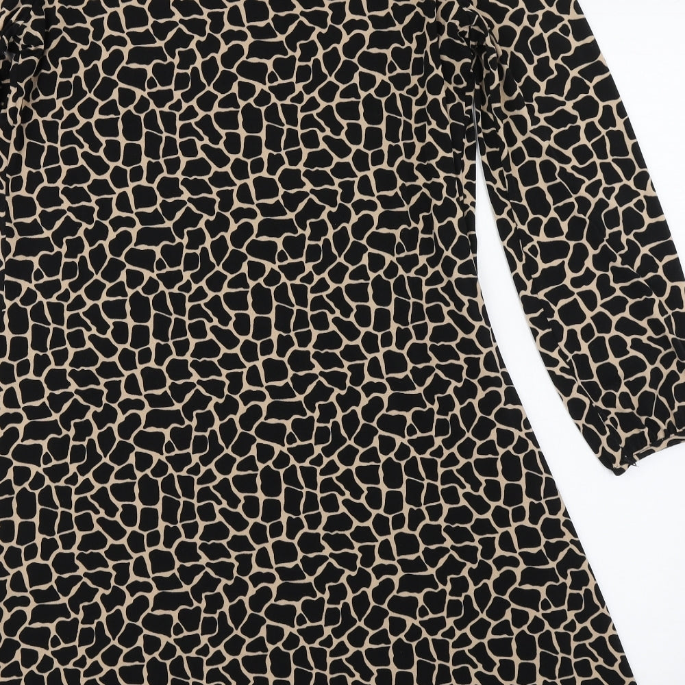 Wallis Womens Brown Animal Print Polyester A-Line Size 10 Round Neck Pullover