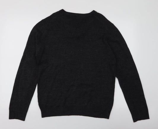 Cedar Wood State Mens Grey V-Neck Acrylic Pullover Jumper Size M