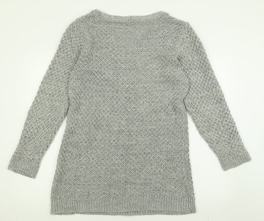 George Womens Grey Crew Neck Acrylic Tunic Jumper Size 10