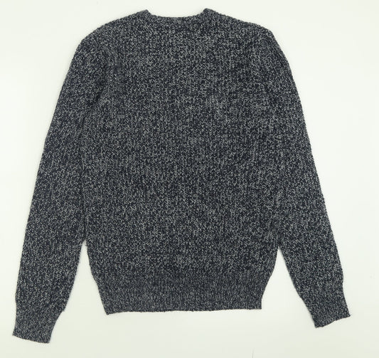 Cedar Wood State Mens Blue Crew Neck Acrylic Pullover Jumper Size S