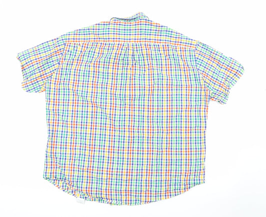 S&C Mens Multicoloured Plaid Cotton Button-Up Size L Collared Button