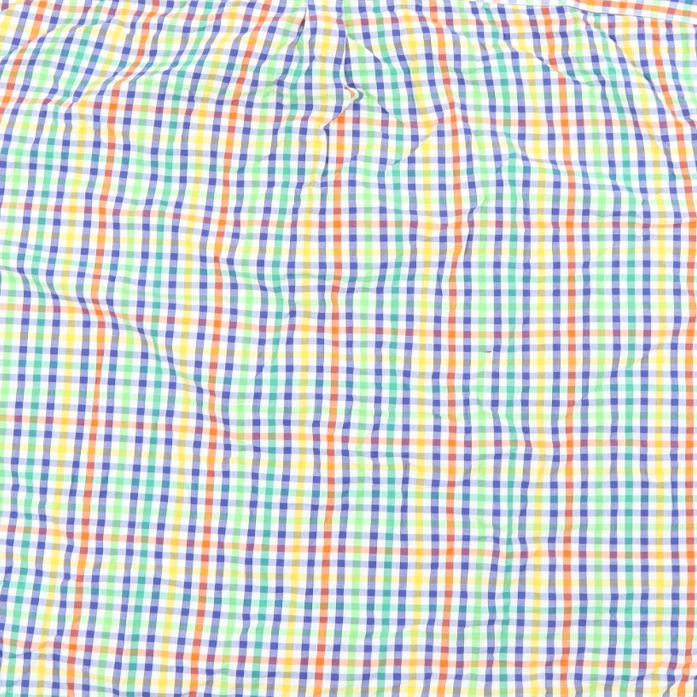S&C Mens Multicoloured Plaid Cotton Button-Up Size L Collared Button