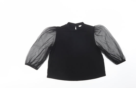 Womens UK Size M Mango Black Basic Blouse