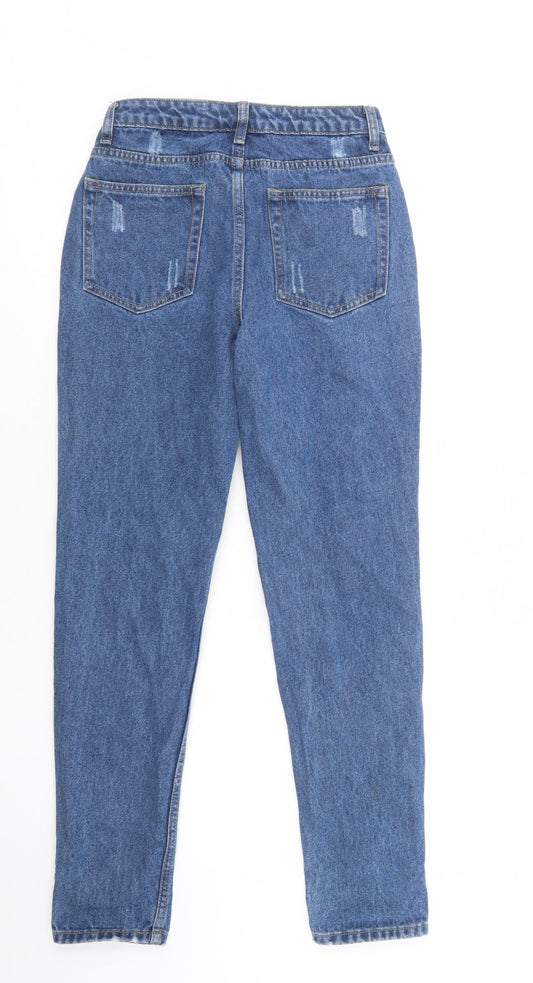 Misspap Womens Blue Cotton Skinny Jeans Size 8 L31 in Regular Button