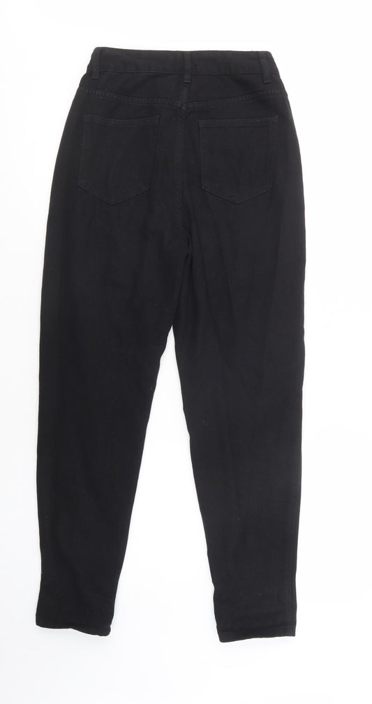 Boohoo Womens Black Cotton Mom Jeans Size 6 L28 in Regular Button