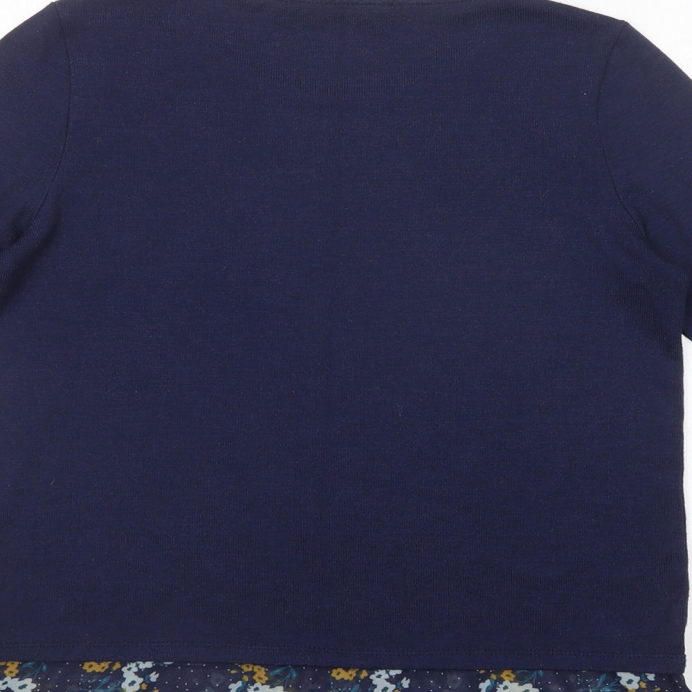 George Womens Blue Crew Neck Floral Polyester Pullover Jumper Size 8