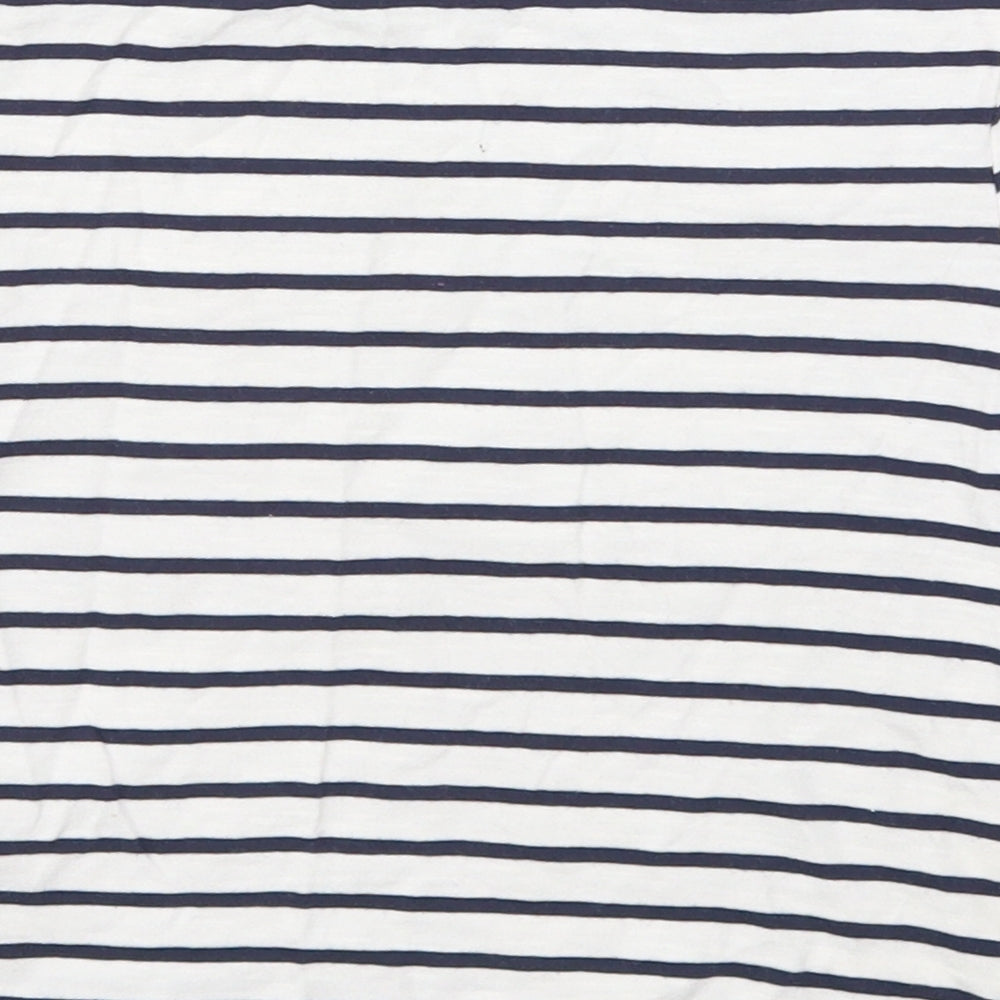 F&F Girls White Striped Cotton Cropped T-Shirt Size 9-10 Years Crew Neck Pullover - Love