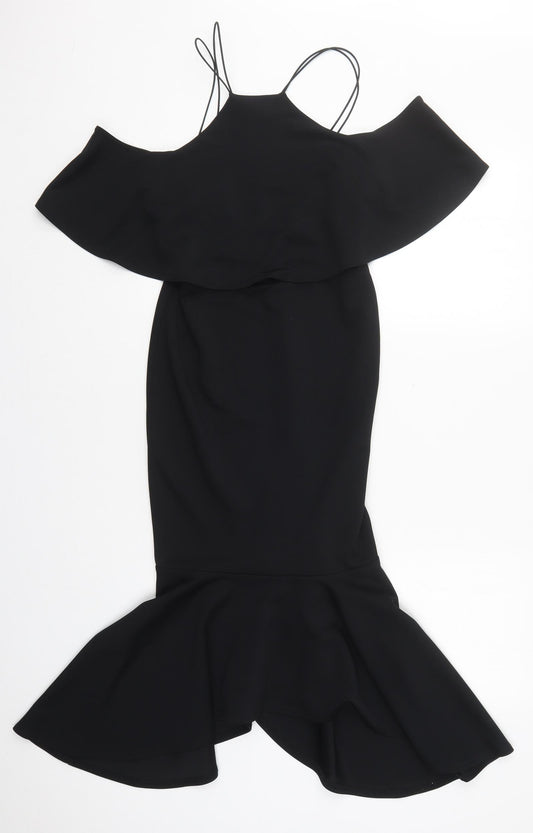 ASOS Womens Black Polyester Fit & Flare Size 8 Halter Pullover