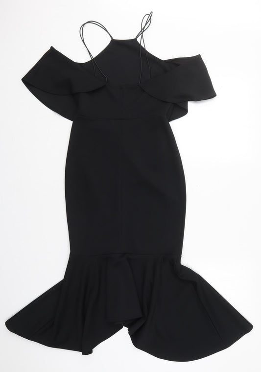 ASOS Womens Black Polyester Fit & Flare Size 8 Halter Pullover