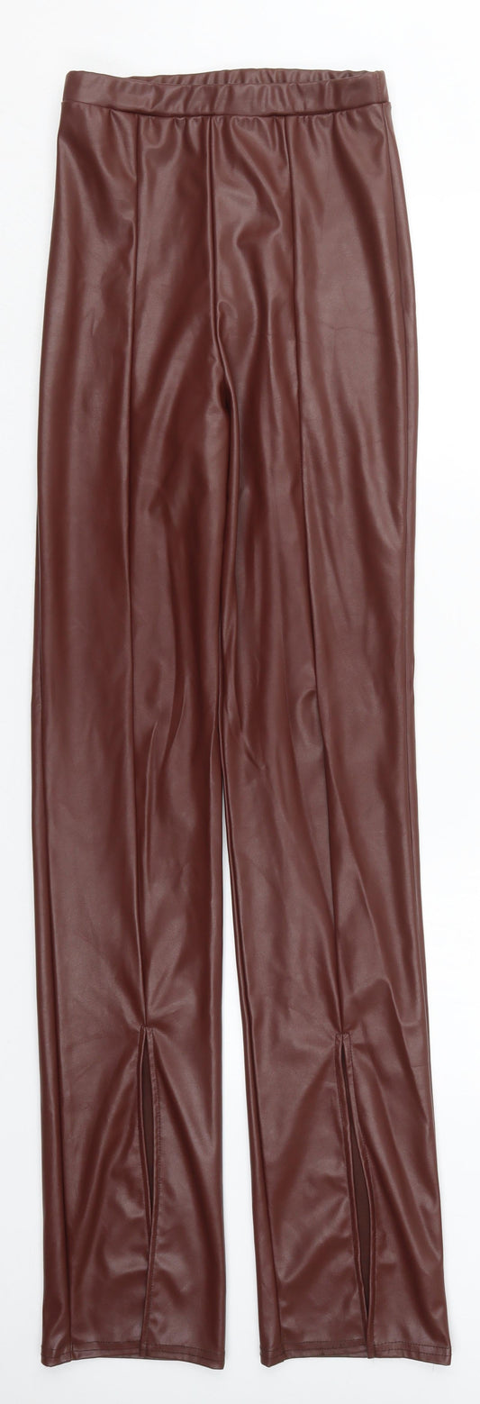 Womens UK Size 6 PRETTYLITTLETHING Regular Fit Brown Trousers