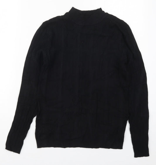 Additional front view of Tu women’s black crew neck viscose jumper, size UK 12