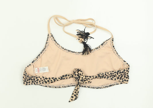 Matalan Womens Brown Animal Print Polyester Cropped Tank Size 12 Scoop Neck