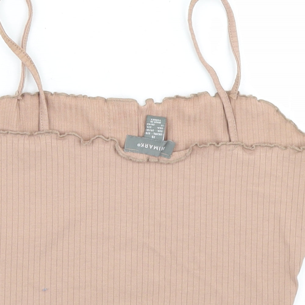 Primark Womens Brown Polyester Cropped Tank Size 6 Round Neck
