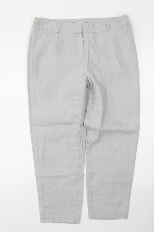 Womens UK Size 30 in Marks and Spencer Regular Fit Cropped Grey Trousers