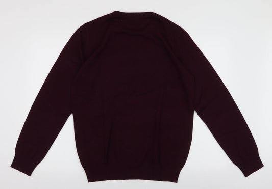 Dunnes Mens Red Round Neck Acrylic Pullover Jumper Size M