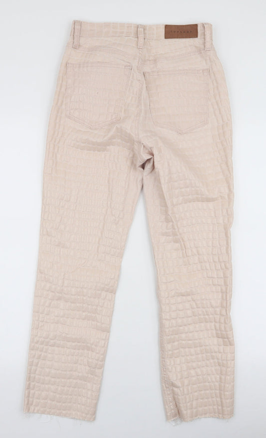 Topshop Womens Ivory Cotton Mom Jeans Size 26 L32 in Slim Zip