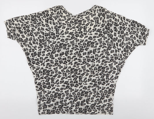 Womens UK Size 10 Topshop Grey Jersey T-Shirt
