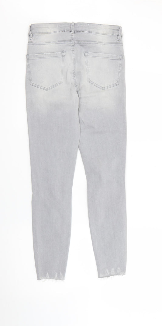 New Look Womens Grey Cotton Skinny Jeans Size 10 L26 in Regular Button