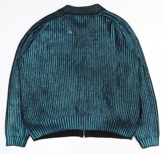 Womens UK Size L H&M Blue Full Zip Jumper