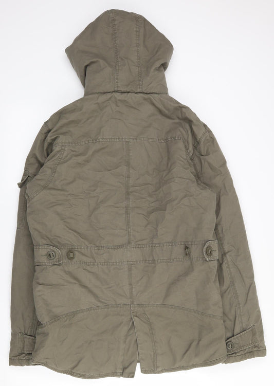 George Womens Green Parka Coat Size S Zip