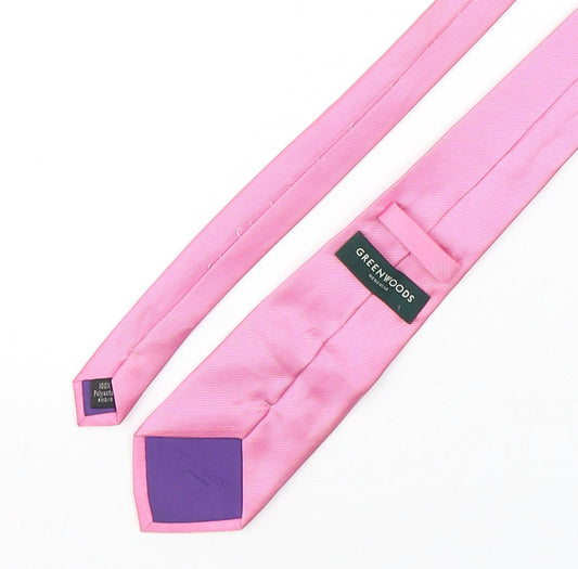 Mens Greenwoods Pink No Pattern Pointed Tie