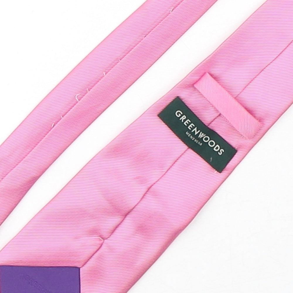 Mens Greenwoods Pink No Pattern Pointed Tie