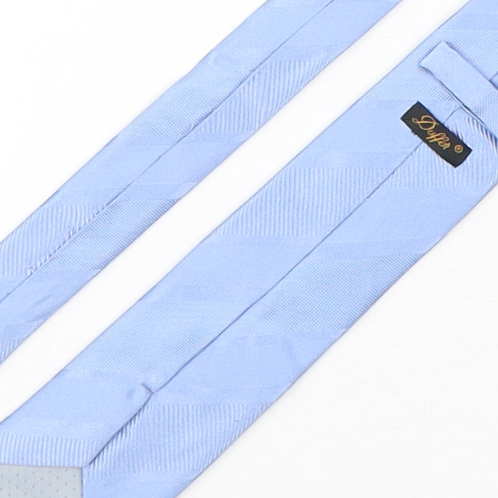 Mens Duffer Blue No Pattern Pointed Tie