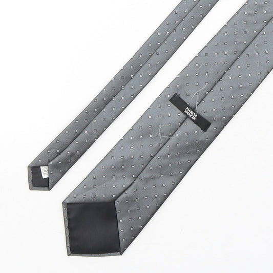 Marks and Spencer Mens Grey Geometric Polyester Pointed Tie One Size