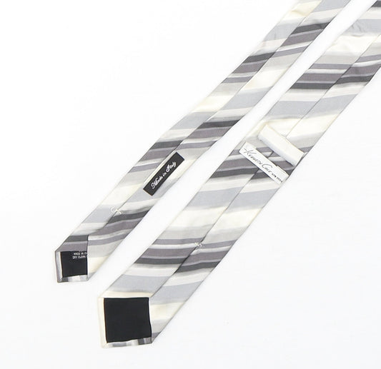 Kenneth Cole Mens Multicoloured Striped Silk Pointed Tie One Size