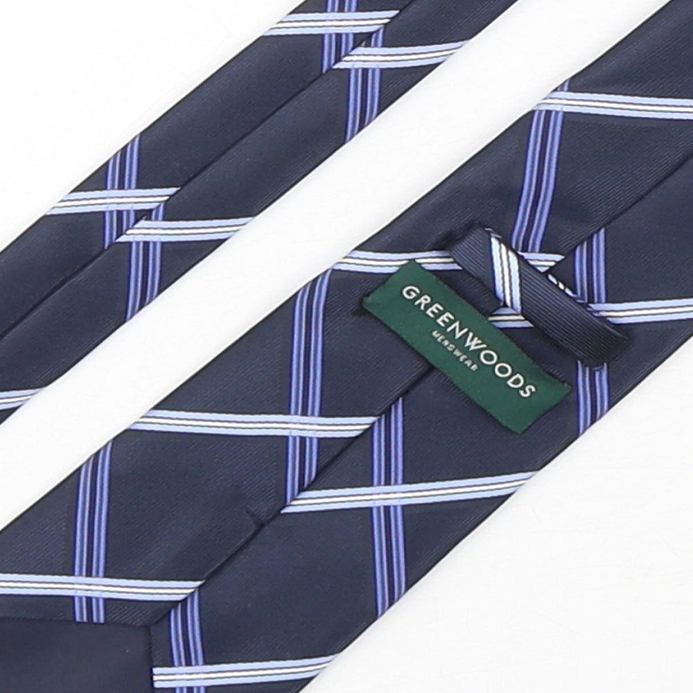 Greenwoods Mens Blue Plaids & Checks Polyester Pointed Tie One Size