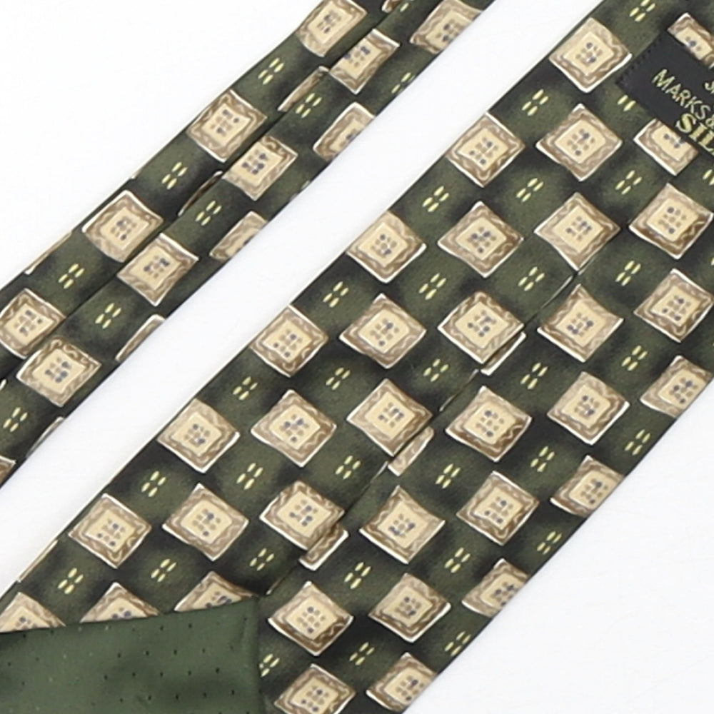 Marks and Spencer Mens Multicoloured Plaids & Checks Silk Pointed Tie One Size
