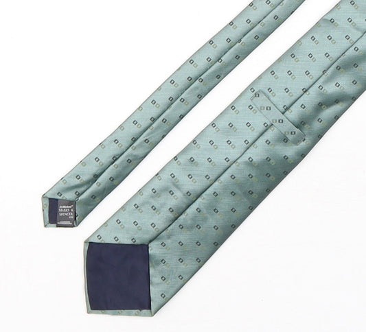 Marks and Spencer Mens Green Geometric Silk Pointed Tie One Size