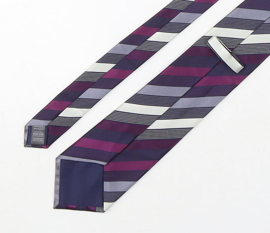 Marks and Spencer Mens Multicoloured Striped Polyester Pointed Tie One Size