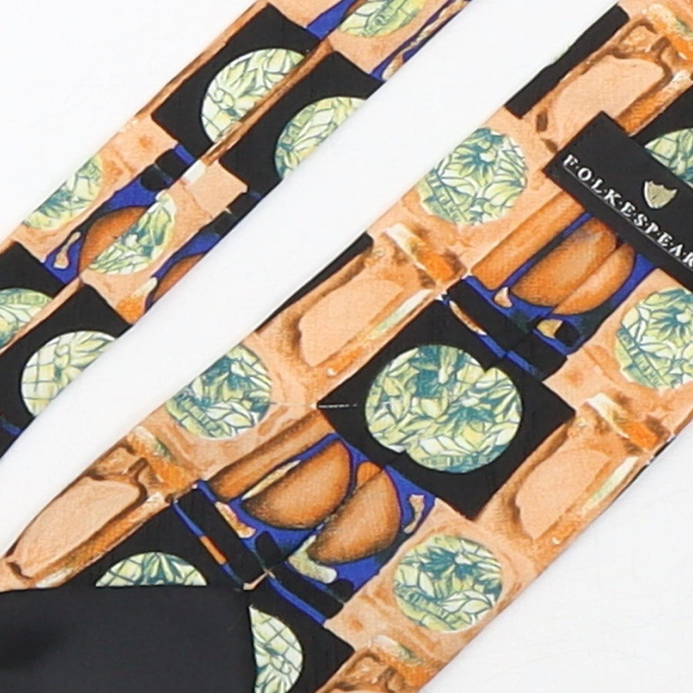 Brand and care label for Folkespeare men’s multicoloured plaids & checks polyester pointed tie one size