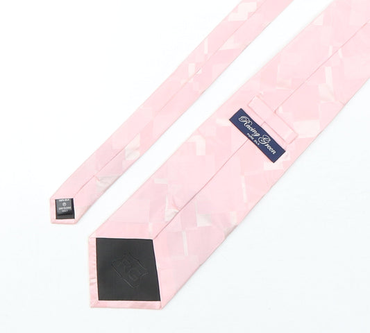 Racing Green Mens Pink Geometric Silk Pointed Tie One Size