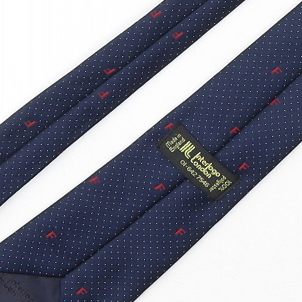 Interlogo London Mens Blue Polka Dot Polyester Pointed Tie One Size
