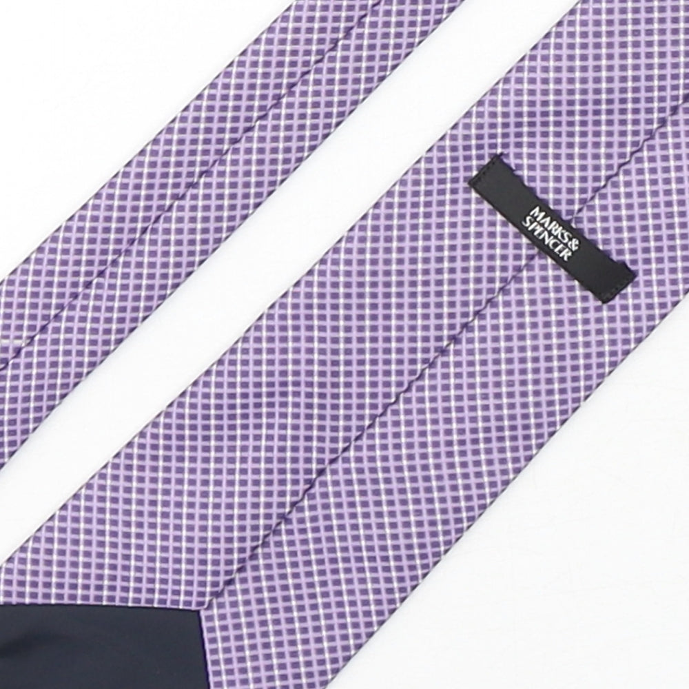 Marks and Spencer Mens Purple Plaids & Checks Polyester Pointed Tie One Size