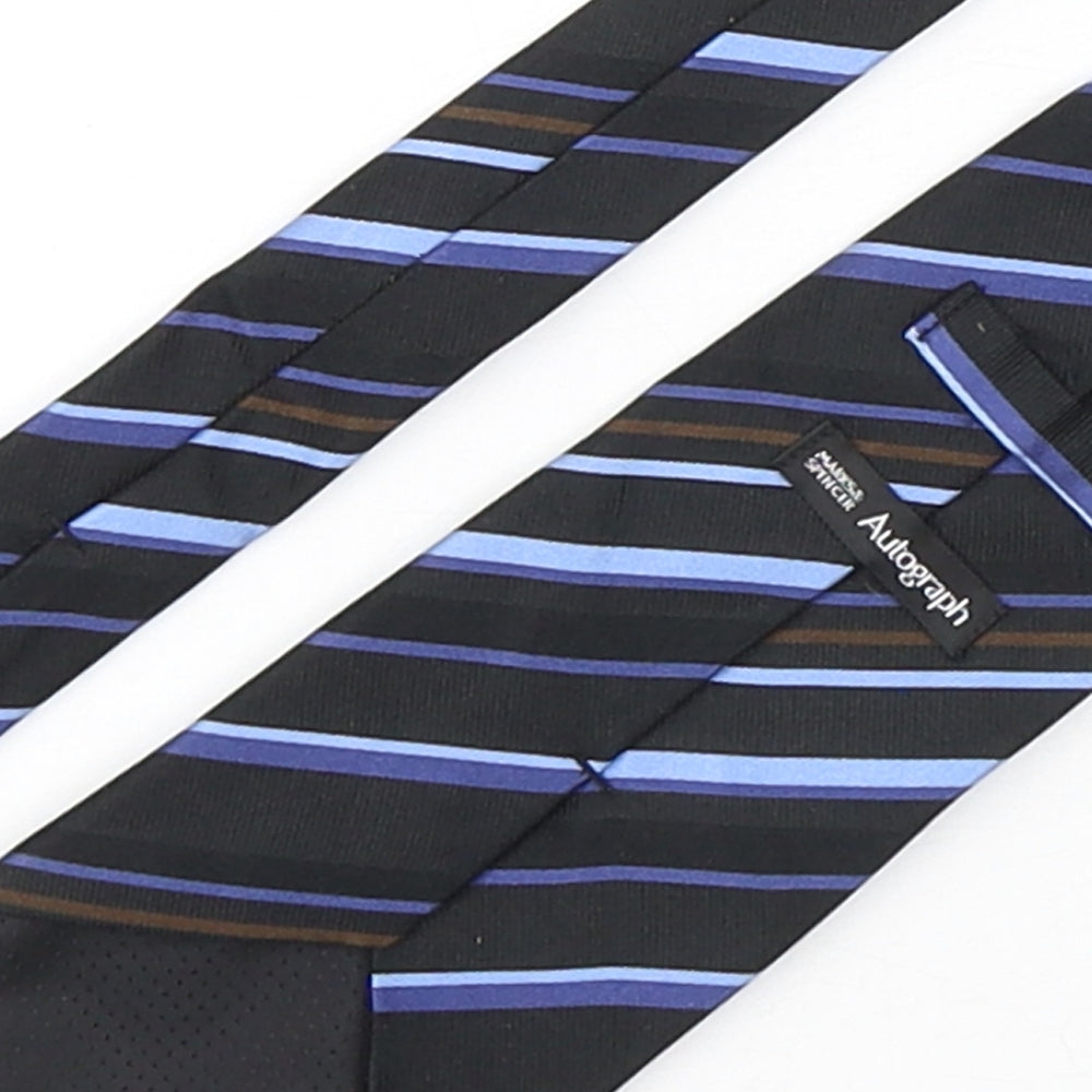 Autograph Mens Multicoloured Striped Silk Pointed Tie One Size