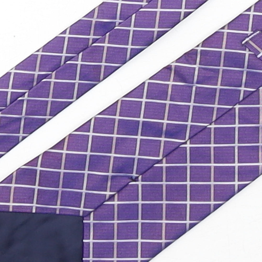 Brand and care label for Marks & Spencer men’s purple plaids & checks silk pointed tie one size