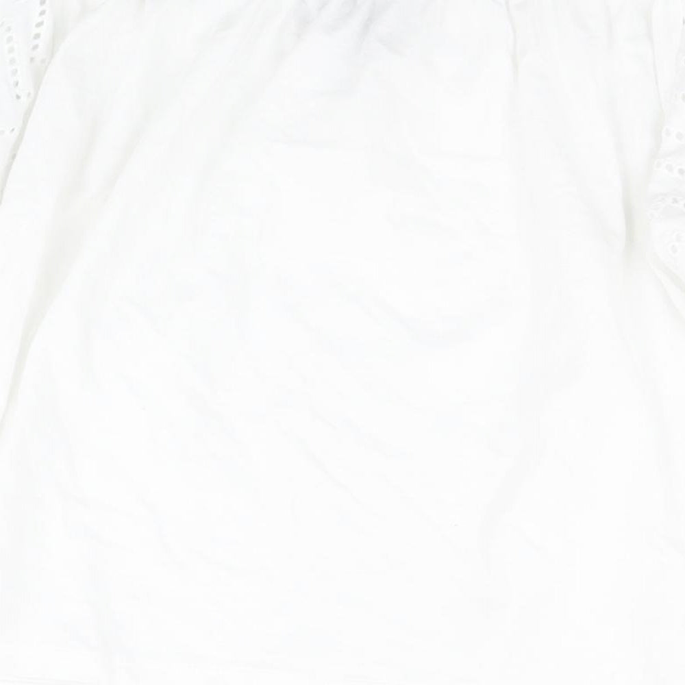 Primark Womens White 100% Cotton Basic Blouse Size L Off the Shoulder