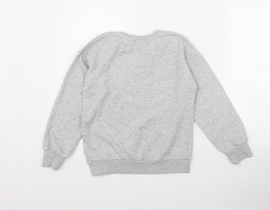 Primark Girls Grey Cotton Pullover Sweatshirt Size 10-11 Years Pullover - 'Positive Vibes only'