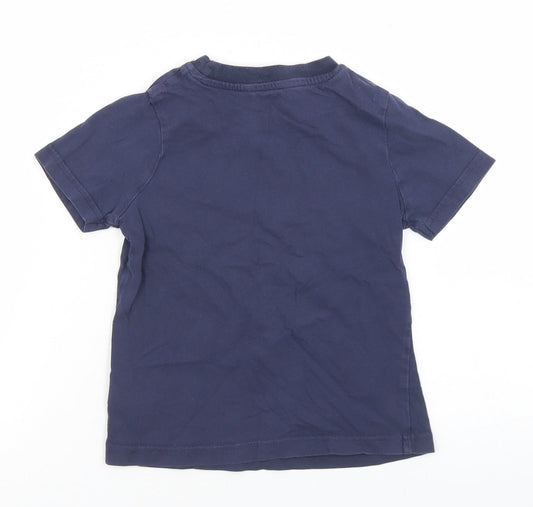 George Boys Blue Cotton Basic T-Shirt Size 3-4 Years Crew Neck - diplodocus
