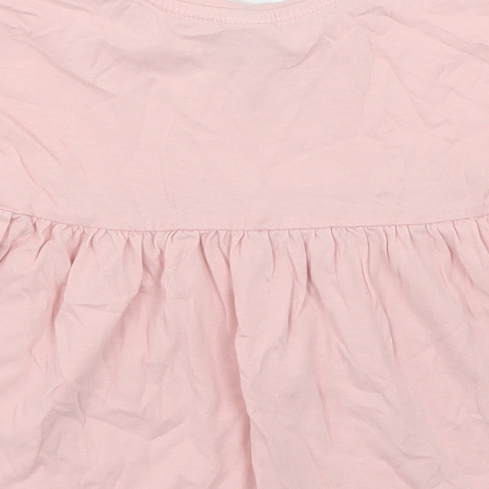 TU Girls Pink Camel Basic T-Shirt Size 12-18 Months Crew Neck - Peplum