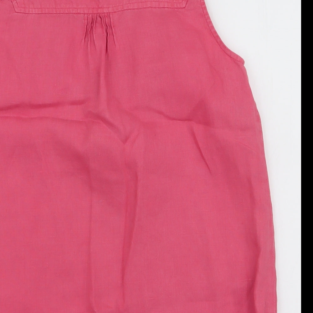 TU Womens Pink Linen Basic Blouse Size 10 Round Neck