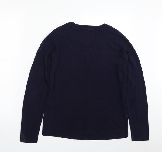 TU Womens Blue Boat Neck Acrylic Pullover Jumper Size 12