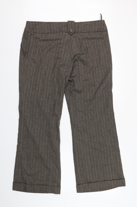New Look Womens Brown Polyester Trousers Size 16 L29 in Regular Zip