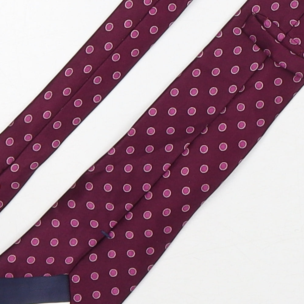 Marks and Spencer Mens Purple Polka Dot Silk Pointed Tie One Size
