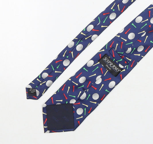 Soprano Mens Multicoloured Geometric Silk Pointed Tie One Size - Golf